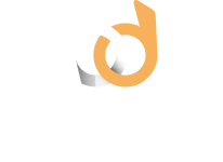 Pepita Duran Logo com o nome da clinica em branco e o simbolo com dos com um p branco e um d laranja